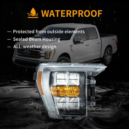 LED bloc optique avant Reflection Bowl pour 2021–2023 Ford F150 14th Gen chromé – vue 7 – NOVADOMIO