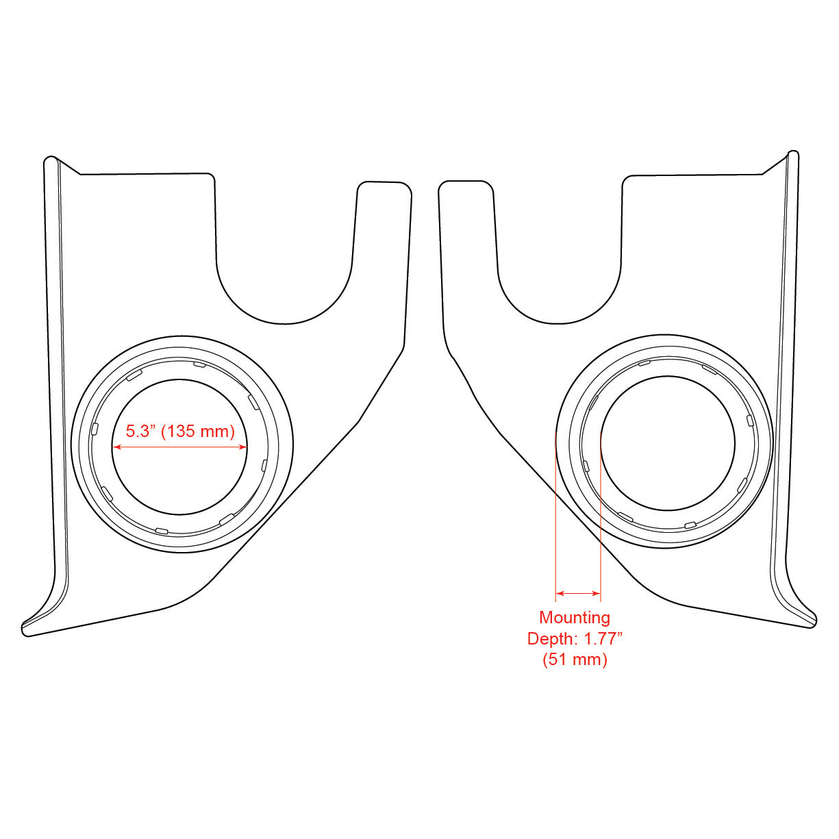 RETROSOUND Kickpanels pour S-62 Speakers, Chevrolet Truck (1967-72), noir – vue 2
