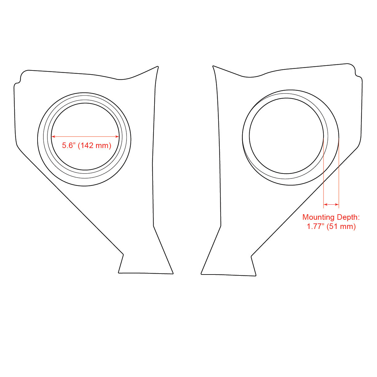 RETROSOUND Kickpanels sans S-62 Speakers, Chevrolet (1957), noir – vue 2