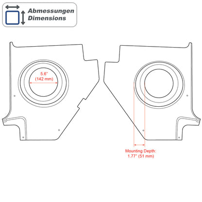 RETROSOUND panneaux de pied sans S-62 haut-parleurs, Ford Falcon (1960–66), noir – vue 2 – NOVADOMIO