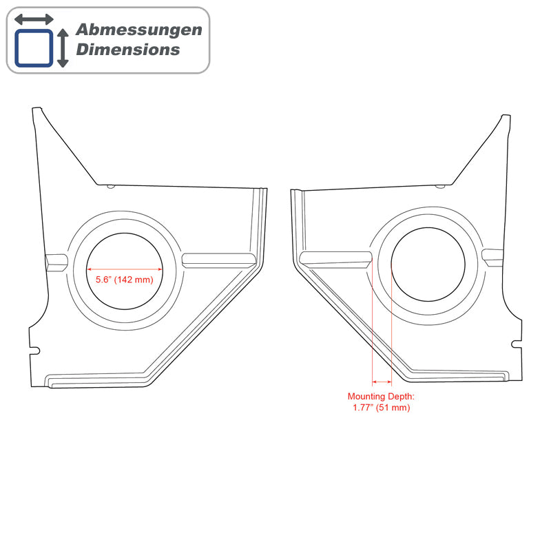 RETROSOUND Kickpanels sans S-62 Speakers, Ford Mustang (1967-68), noir – vue 2