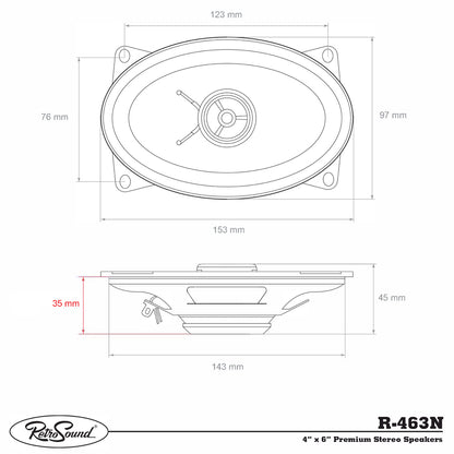 RETROSOUND haut-parleur 4″ × 6″, 97×153 mm (paire), néodyme – vue 3 – NOVADOMIO
