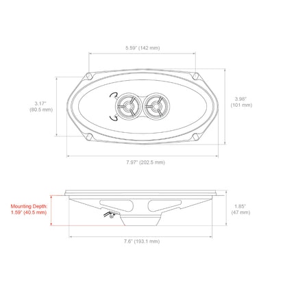 RETROSOUND haut-parleur 4″ × 8″, 101×202 mm (paire), néodyme – vue 3 – NOVADOMIO