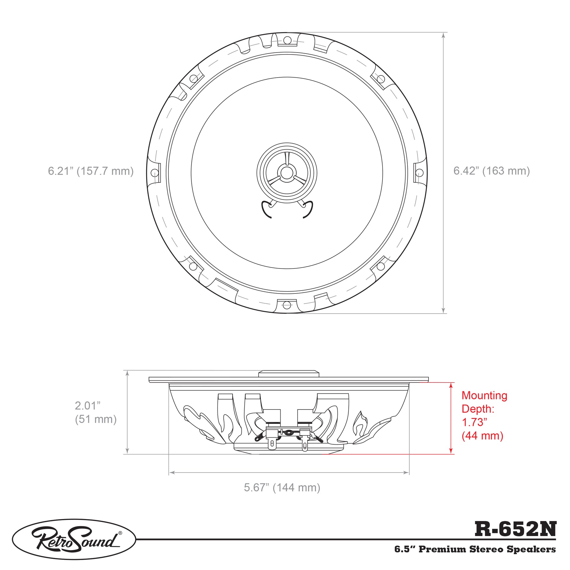 RETROSOUND Speaker 6.5'', 165mm (pair), Neodym – vue 3