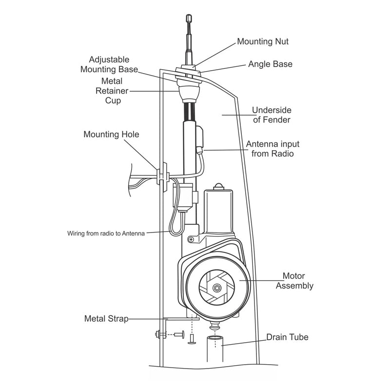 RETROSOUND universel mini fully-automatic power antenna. chrome – vue 3