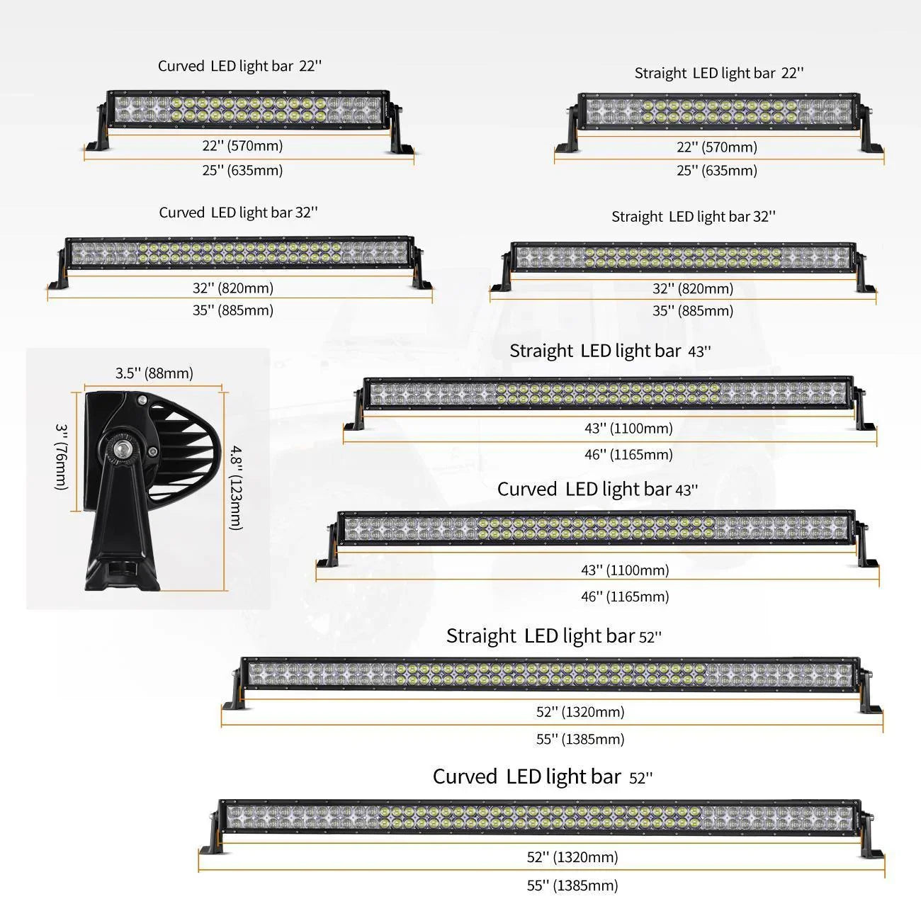 22 Inch-52 Inch 5D série Straight/Curved faisceau combiné Double Row Barres LED pour 2016 Ford F150 – vue 3