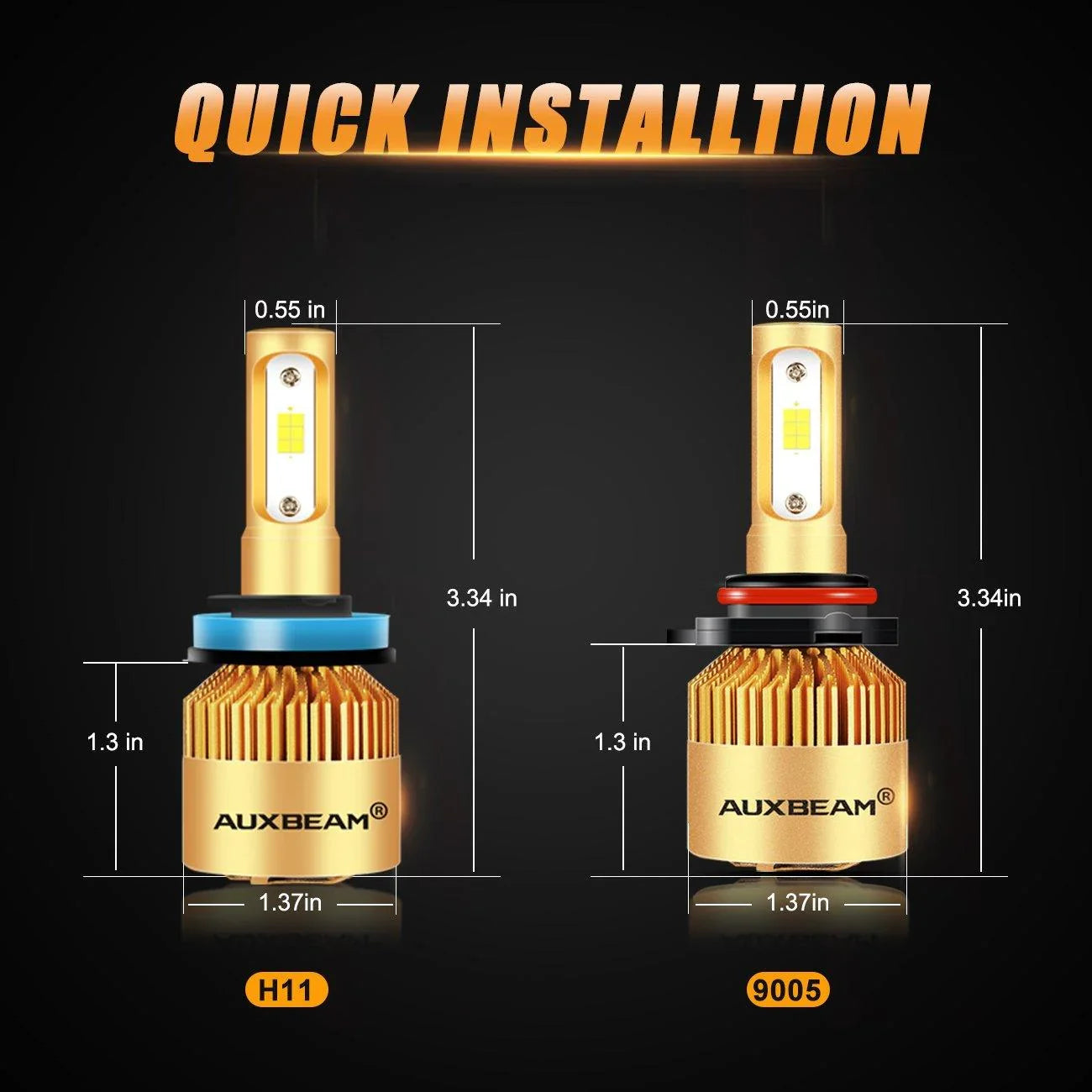 9005+H11 Ampoules de phare LED 72W 8000LM S3 série Fan Cooling 6500K blanc froid – 4 ampoules – vue 2