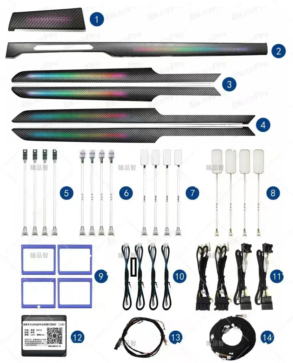 Kit LED d’ambiance Volkswagen Passat B8 2017–2021 – aspect carbone – photo 1