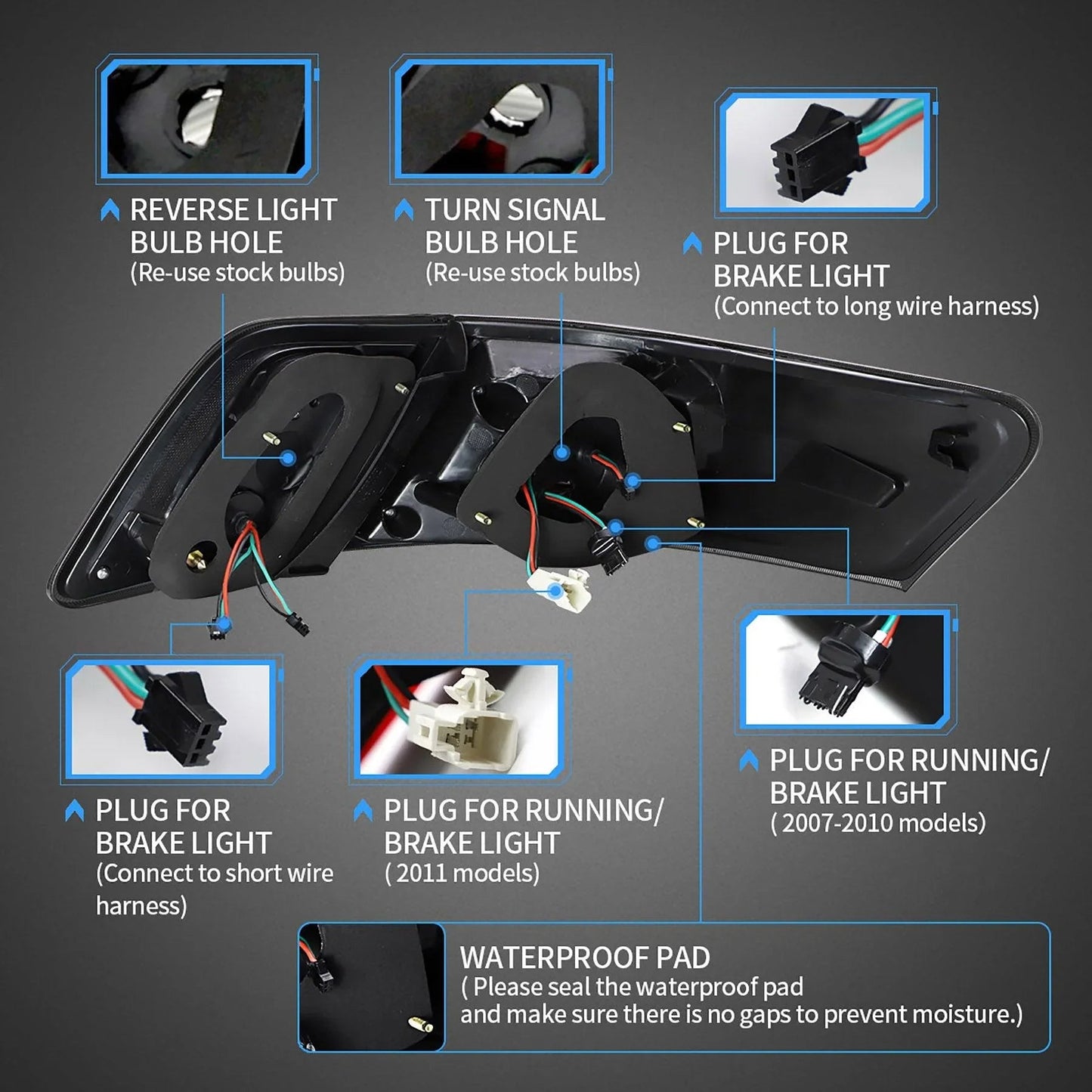 LED bloc de feux arrière avec orange clignotant pour 2006-2011 Toyota Camry XV40 Regular Models – vue 4