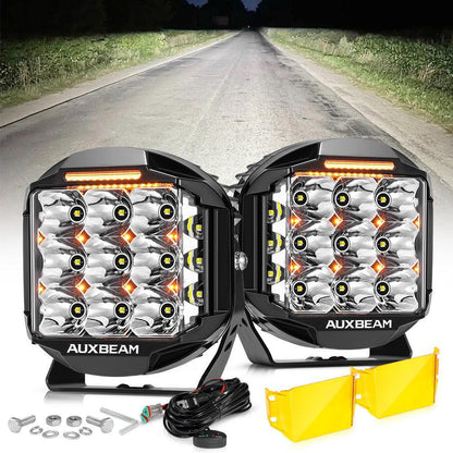 V-MAX série | 7″ 228 W 26 100 lm faisceau combiné éclairage latéral LED rond feux longue portée avec orange