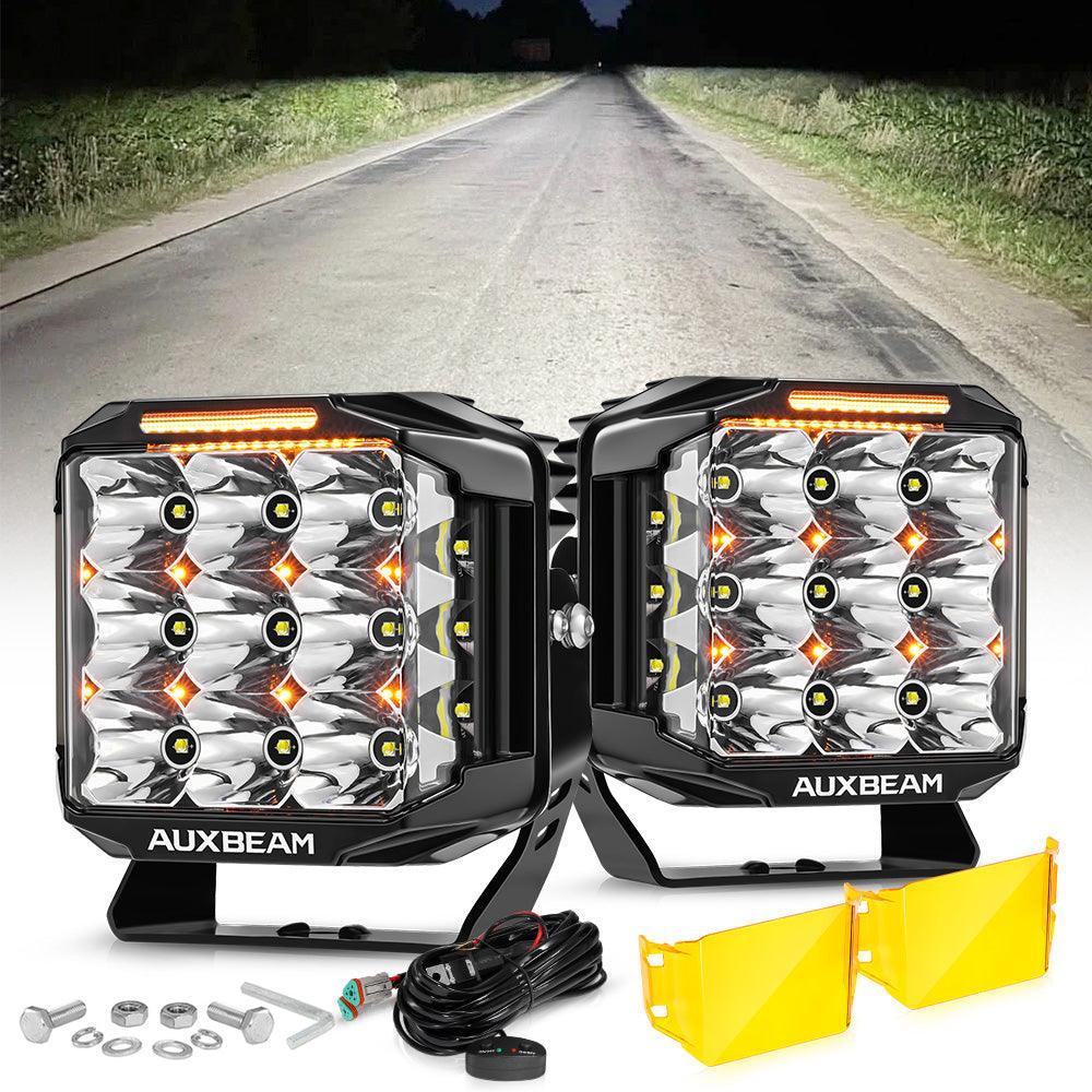 V-MAX série | 7 Inch 228W 26100LM faisceau combiné Side Shooter LED Square Pod Lights avec orange DRL&rétroéclairage