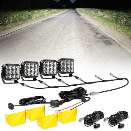 V-MAX série | 7″ 228 W 26 100 lm faisceau combiné éclairage latéral LED carré projecteurs LED compacts avec orange