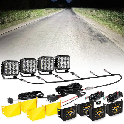 V-MAX série | 7″ 228 W 26 100 lm faisceau combiné éclairage latéral LED carré projecteurs LED compacts avec orange