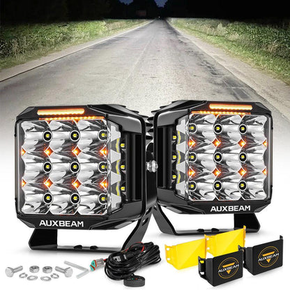 V-MAX série | 7″ 228 W 26 100 lm faisceau combiné éclairage latéral LED carré projecteurs LED compacts avec orange