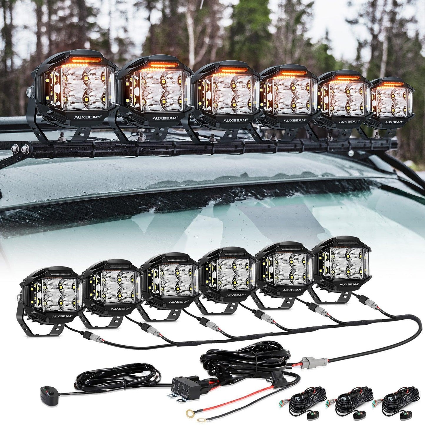 V-MAX série | 4 Inch 92W 8960LM faisceau combiné Side Shooter LED Round Pod Lights avec orange DRL – vue 14