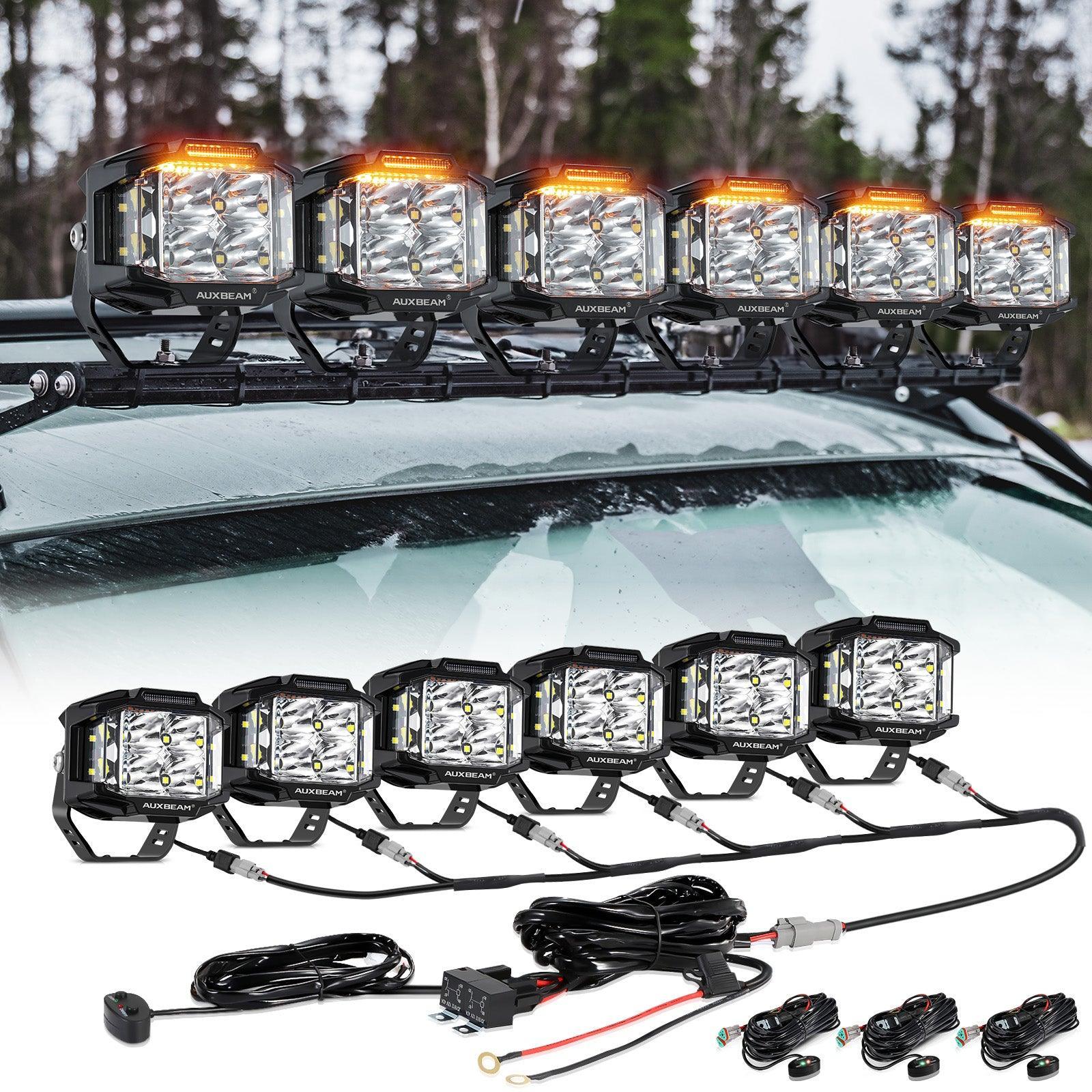 V-MAX série | 4 Inch 92W 8960LM faisceau combiné Side Shooter LED Square Pod Lights avec orange DRL – vue 14