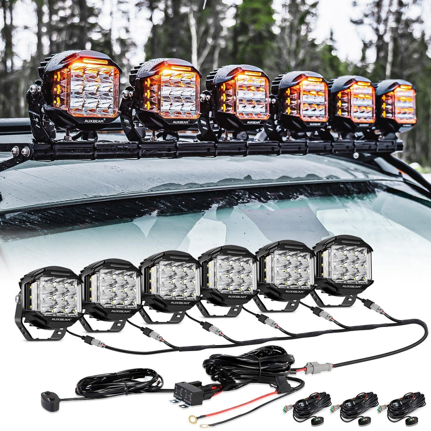 V-MAX série | 5 Inch 168W 16440LM faisceau combiné Side Shooter LED Round Pod Lights avec orange DRL – vue 16