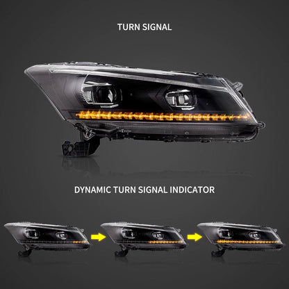 LED bloc optique avant Projector noir pour 2008–2012 Honda Accord 8th Gen Inspire US Type – vue 3 – NOVADOMIO