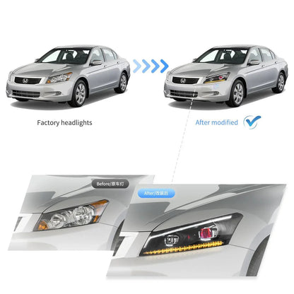 LED bloc optique avant Projector noir pour 2008–2012 Honda Accord 8th Gen Inspire US Type – vue 9 – NOVADOMIO