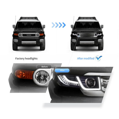 LED bloc optique avant projecteur double faisceau avec Grille pour 2007–2015 Toyota FJ Cruiser XJ10 – vue 7 – NOVADOMIO