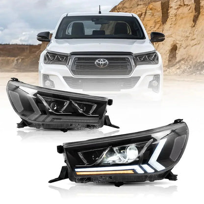 LED bloc optique avant 2nd projecteur double faisceau noir pour 2015–2020 Toyota Hilux SR5 8th Gens (GUN125, GUN126R)