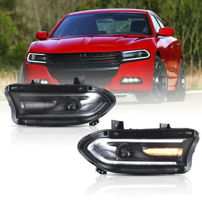 LED bloc optique avant projecteur double faisceau noir pour 2015–2023 Dodge Charger 7th Gen (LD) – NOVADOMIO