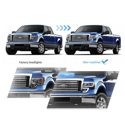 LED bloc optique avant Matrix Projector noir pour 2009–2014 Ford F150 12th Gen modèles – vue 3 – NOVADOMIO