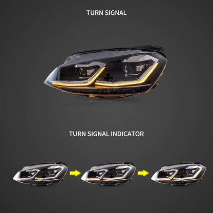 LED bloc optique avant Projector noir pour 2012–2017 Volkswagen Golf 7th Gen (Mk7, Typ 5G) – vue 2 – NOVADOMIO