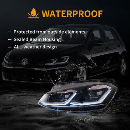 LED bloc optique avant Projector noir pour 2012–2017 Volkswagen Golf 7th Gen (Mk7, Typ 5G) – vue 7 – NOVADOMIO