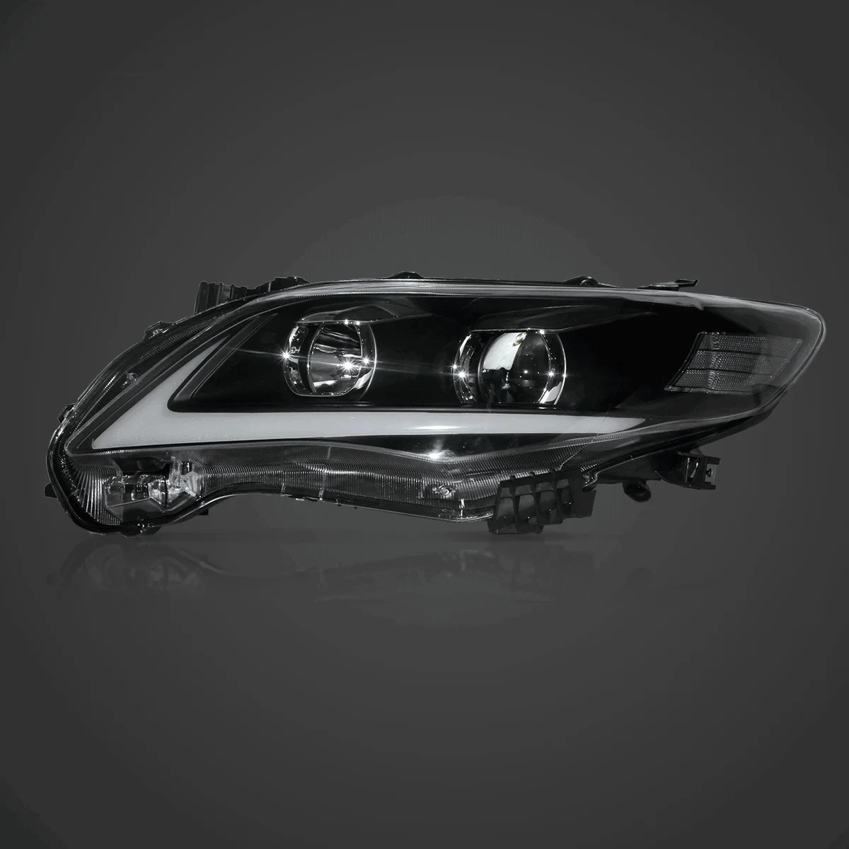 LED bloc optique avant Projector noir pour 2011-2013 Toyota Corolla 10th Gen (E140 Wide-Body) Facelift – vue 2