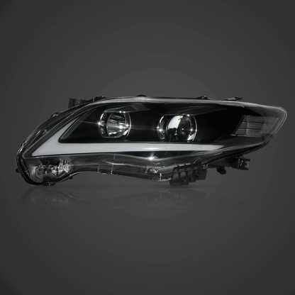 LED bloc optique avant Projector noir pour 2011–2013 Toyota Corolla 10th Gen (E140 Wide-Body) Facelift – vue 2 – NOVADOMIO