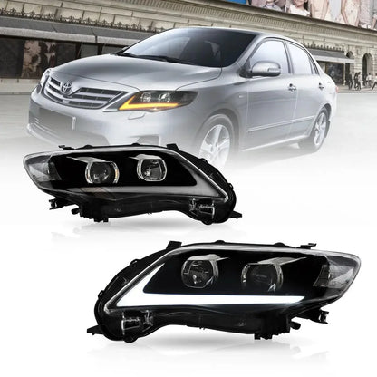 LED bloc optique avant Projector noir pour 2011–2013 Toyota Corolla 10th Gen (E140 Wide-Body) Facelift – NOVADOMIO