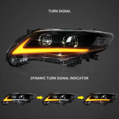 LED bloc optique avant Projector noir pour 2011–2013 Toyota Corolla 10th Gen (E140 Wide-Body) Facelift – vue 3 – NOVADOMIO