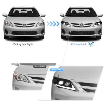 LED bloc optique avant Projector noir pour 2011–2013 Toyota Corolla 10th Gen (E140 Wide-Body) Facelift – vue 7 – NOVADOMIO