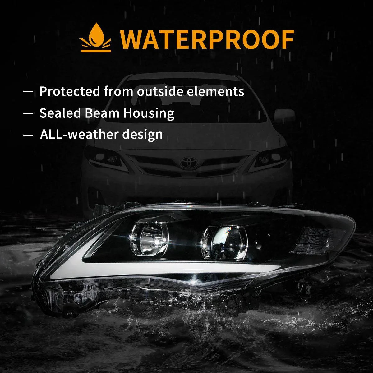 LED bloc optique avant Projector noir pour 2011-2013 Toyota Corolla 10th Gen (E140 Wide-Body) Facelift – vue 8