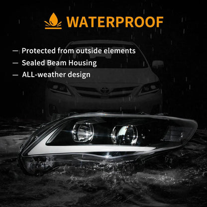 LED bloc optique avant Projector noir pour 2011–2013 Toyota Corolla 10th Gen (E140 Wide-Body) Facelift – vue 8 – NOVADOMIO
