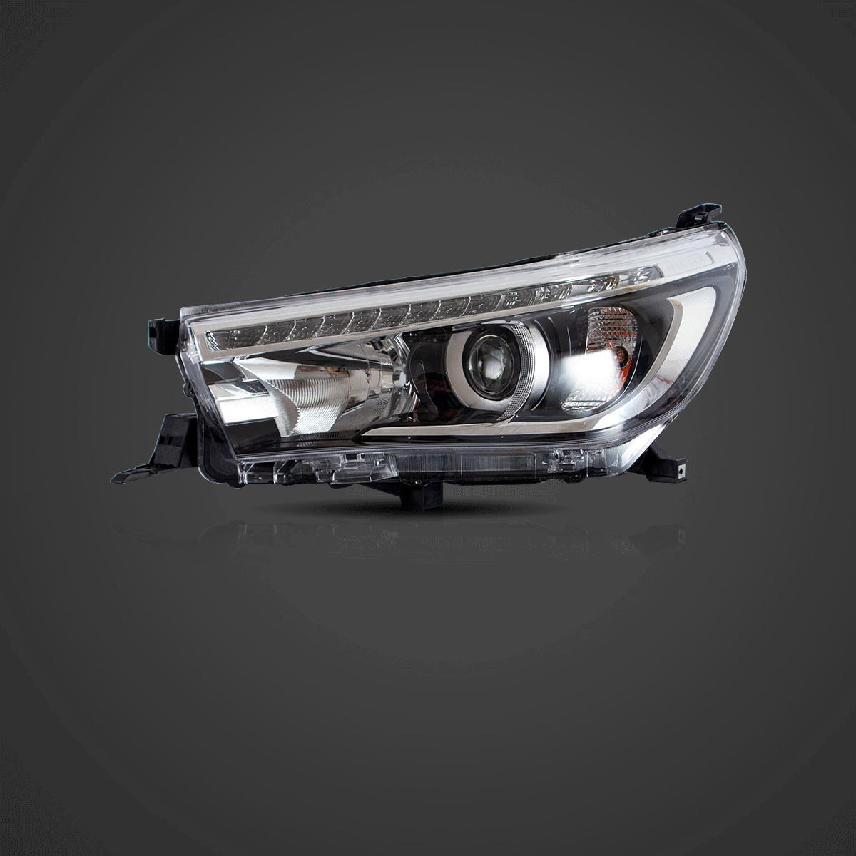 LED bloc optique avant Dual Beam Projector noir pour 2015-2020 Toyota Hilux SR5 8th Gens (GUN125, GUN126R) Pre-Facelift – vu…