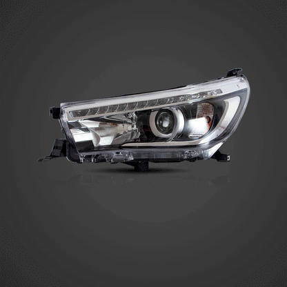 LED bloc optique avant projecteur double faisceau noir pour 2015–2020 Toyota Hilux SR5 8th Gens (GUN125, GUN126R)