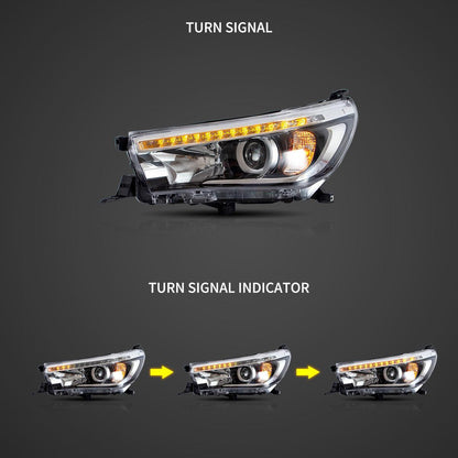 LED bloc optique avant projecteur double faisceau noir pour 2015–2020 Toyota Hilux SR5 8th Gens (GUN125, GUN126R)