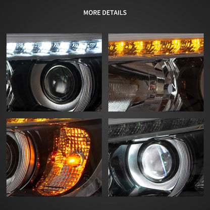 LED bloc optique avant projecteur double faisceau noir pour 2015–2020 Toyota Hilux SR5 8th Gens (GUN125, GUN126R)