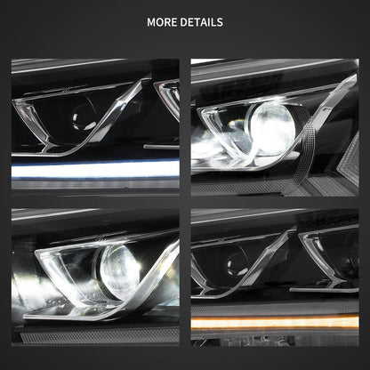 LED bloc optique avant 2nd projecteur double faisceau noir pour 2015–2020 Toyota Hilux SR5 8th Gens (GUN125, GUN126R)