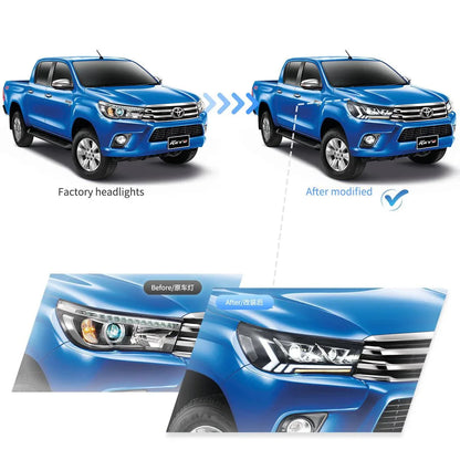 LED bloc optique avant 2nd projecteur double faisceau noir pour 2015–2020 Toyota Hilux SR5 8th Gens (GUN125, GUN126R)