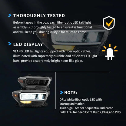 LED bloc optique avant Reflection Bowl chromé pour 2016–2023 Toyota Tacoma 3th Gen (N300) – vue 9 – NOVADOMIO