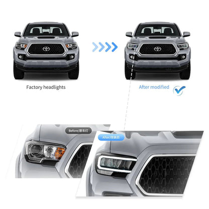 LED bloc optique avant Reflection Bowl chromé pour 2016–2023 Toyota Tacoma 3th Gen (N300) – vue 7 – NOVADOMIO