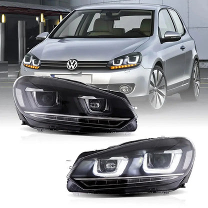 LED bloc optique avant projecteur double faisceau avec Demon Eyes noir pour 2008–2014 Volkswagen Golf 6th Gen (Mk6/A6 Typ 5K)