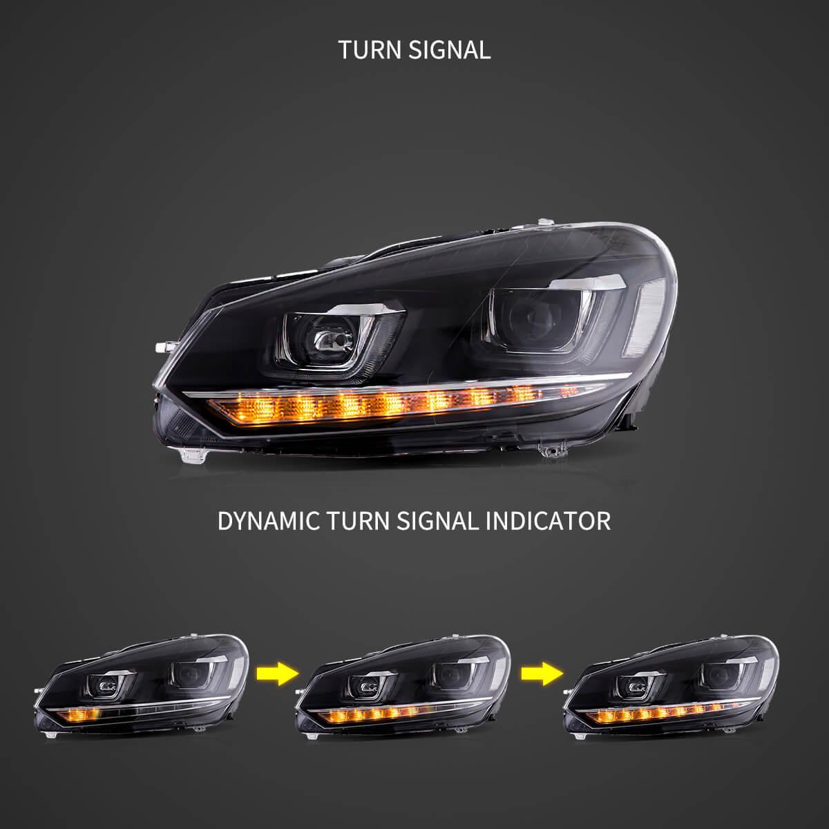 LED bloc optique avant Dual Beam Projector avec Demon Eyes noir pour 2008-2014 Volkswagen Golf 6th Gen (Mk6/A6 Typ 5K) – vue…