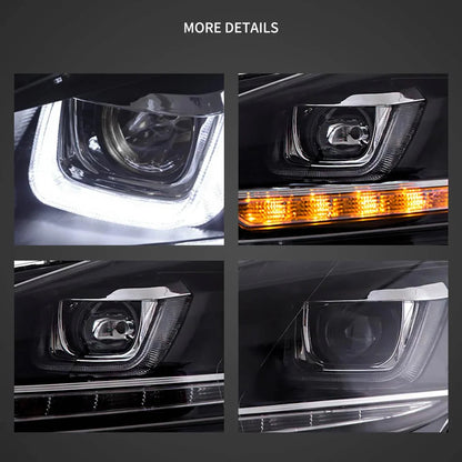 LED bloc optique avant projecteur double faisceau avec Demon Eyes noir pour 2008–2014 Volkswagen Golf 6th Gen (Mk6/A6 Typ 5K)