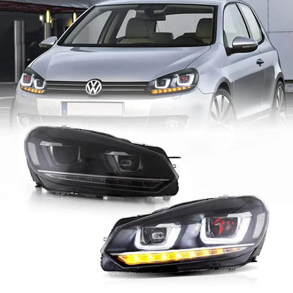 LED bloc optique avant projecteur double faisceau avec Demon Eyes noir pour 2008–2014 Volkswagen Golf 6th Gen (Mk6/A6 Typ 5K)