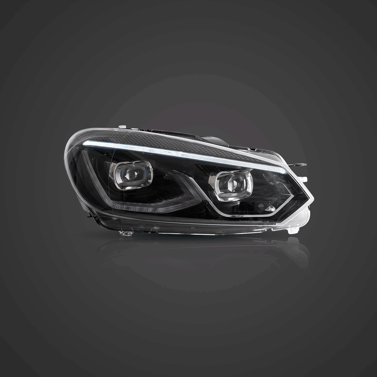 LED bloc optique avant Dual Beam Projector noir pour 2008-2014 Volkswagen Golf 6th Gen (Mk6/A6 Typ 5K） – vue 2