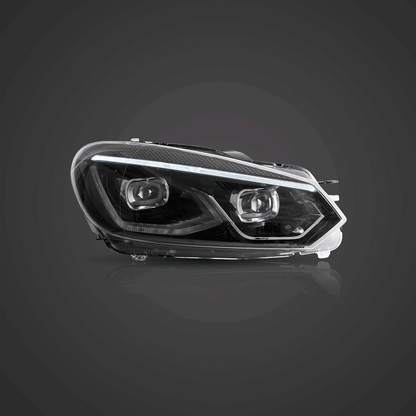 LED bloc optique avant projecteur double faisceau noir pour 2008–2014 Volkswagen Golf 6th Gen (Mk6/A6 Typ 5K) – vue 2